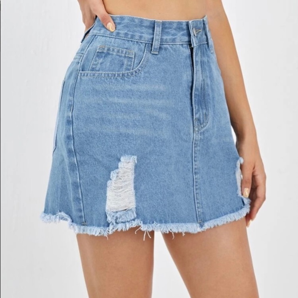 Distressed Denim Skirt Brand New Size Large !NOT USED ITS BRAND NEW Size 8/10 - Picture 5 of 12